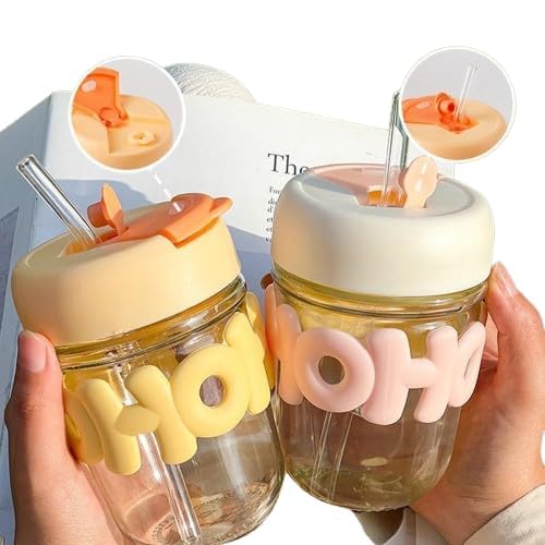 Glass Shaker Cup with Straw
