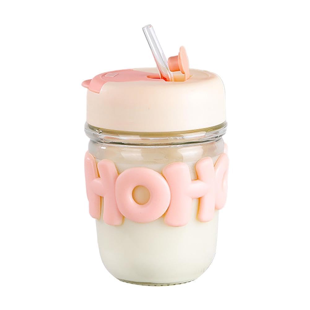 Glass Shaker Cup with Straw