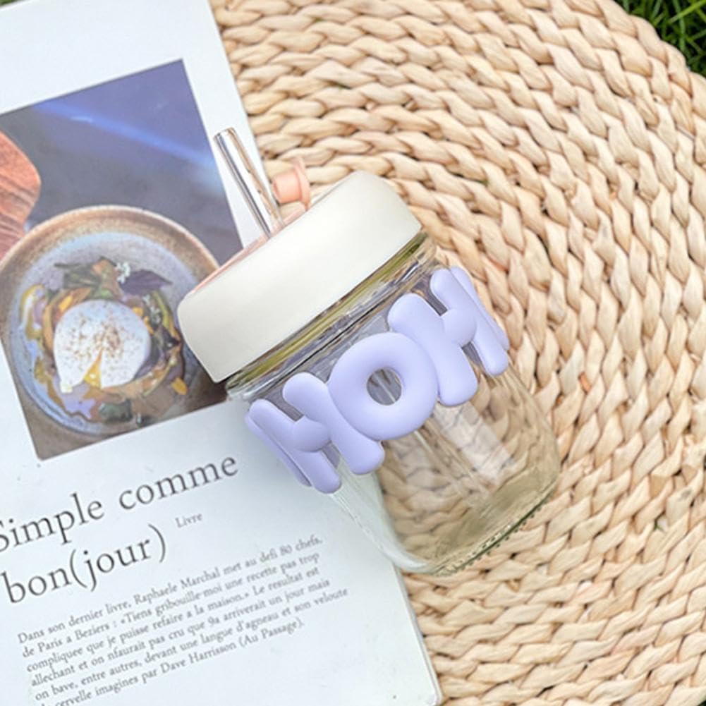 Glass Shaker Cup with Straw