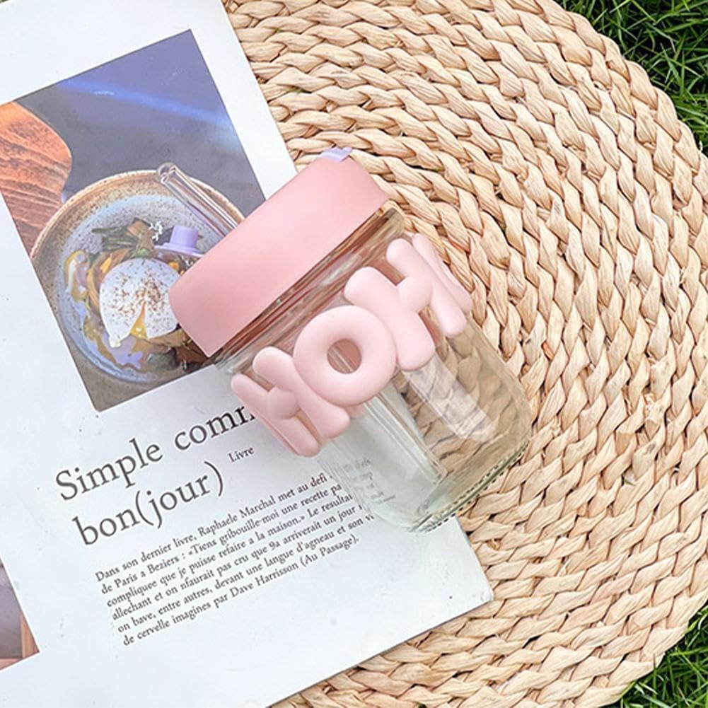 Glass Shaker Cup with Straw