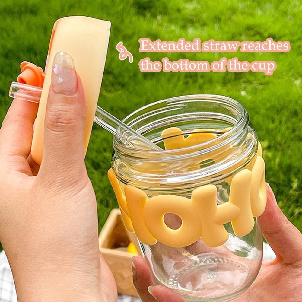 Glass Shaker Cup with Straw