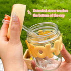 Glass Shaker Cup with Straw