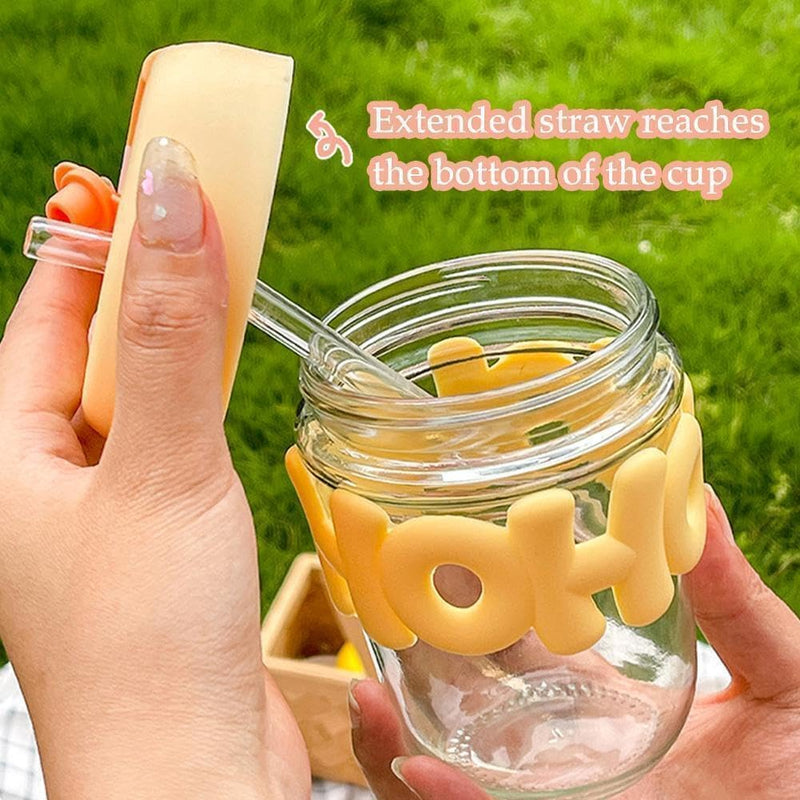 Glass Shaker Cup with Straw