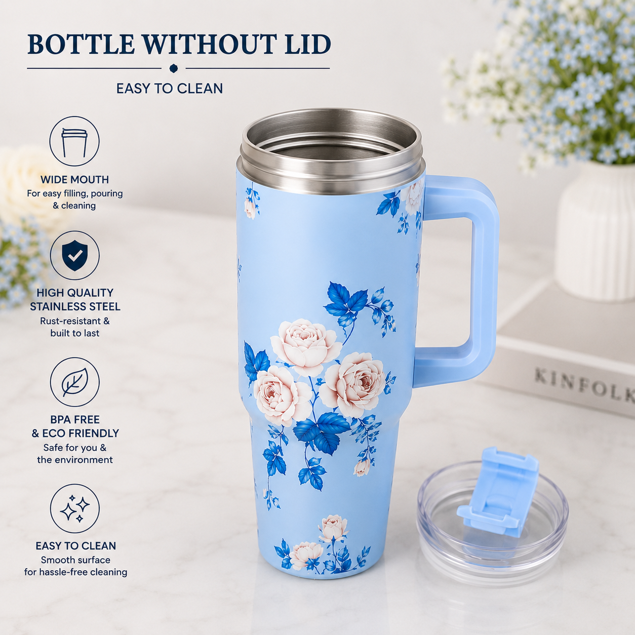 Floral Sky Blue Tumbler – 1200ml
