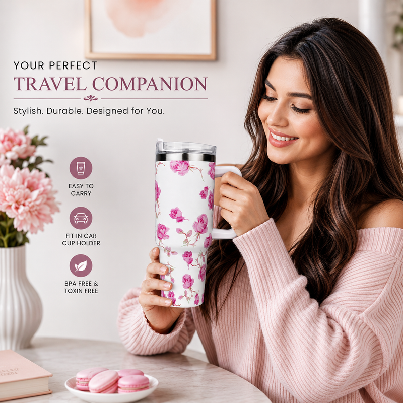 40 OZ Floral Stainless Steel Travel Mug