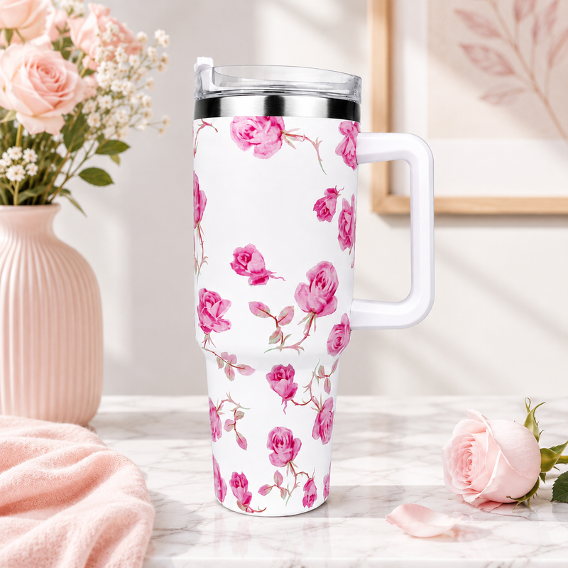 40 OZ Floral Stainless Steel Travel Mug